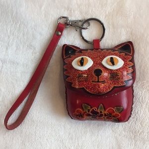 Handmade Leather Cat Wristlet